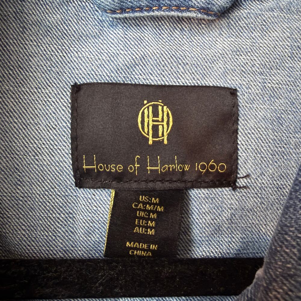 House of Harlow 1960 Cropped Denim Jacket Size M - Picture 3 of 5